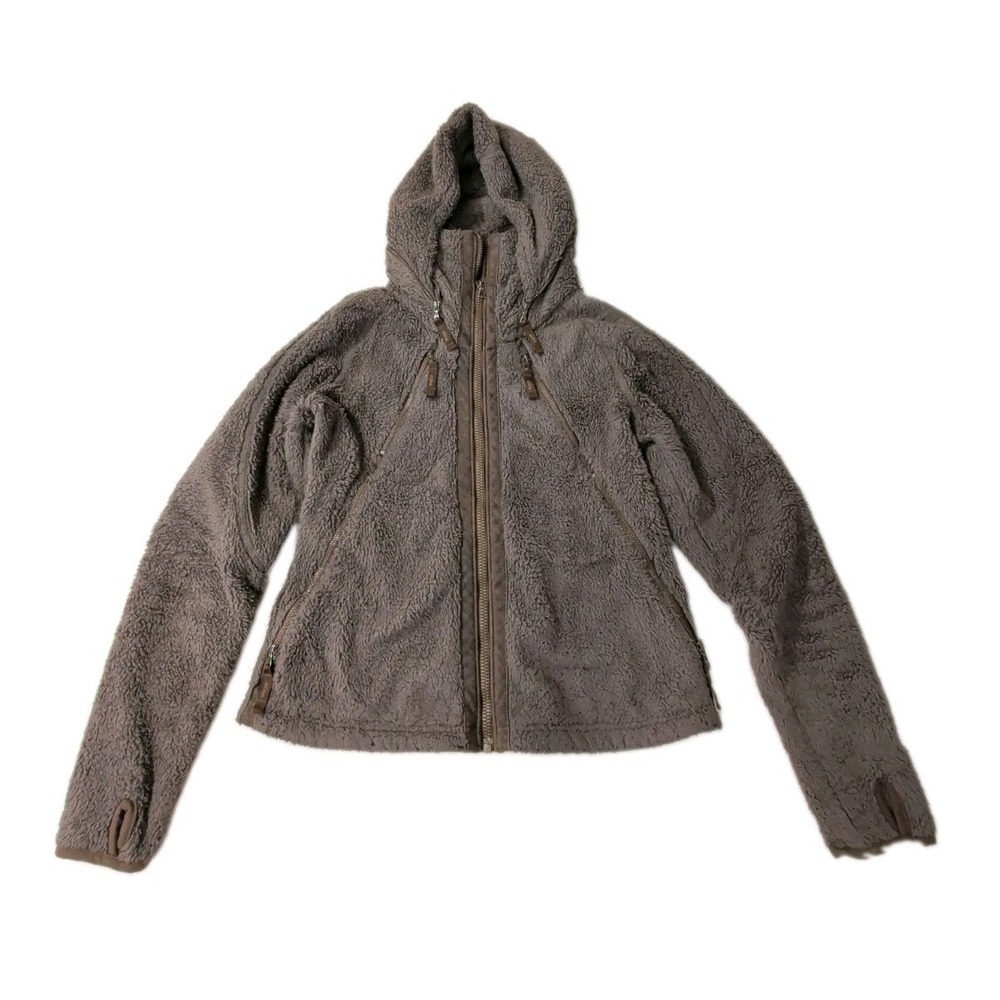 Kuhl Flight Fleece Jacket Women M Runs Small Green Brown Full Zip Hooded Outdoor
